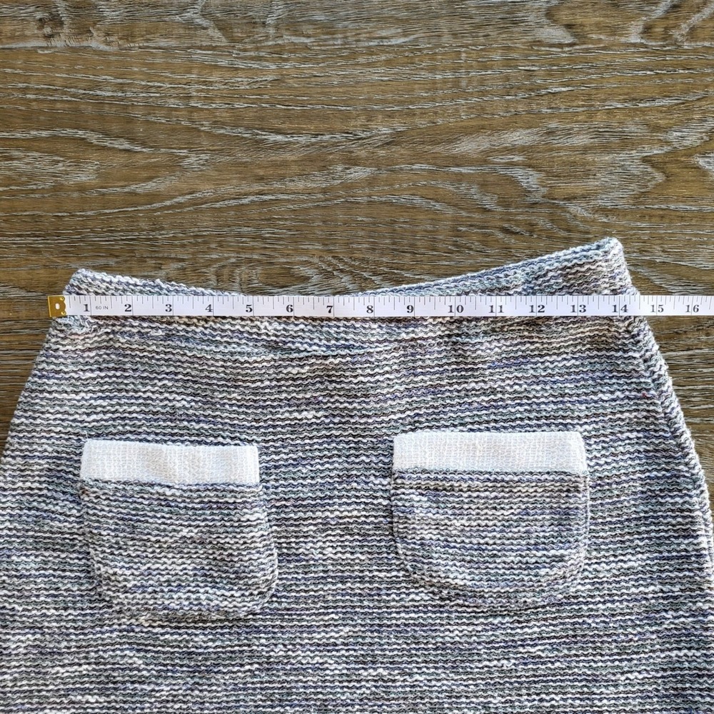 Zara Trafaluc Blue White Textured Knit Two Piece Skirt Set Small S Short Sleeve - Picture 7 of 12